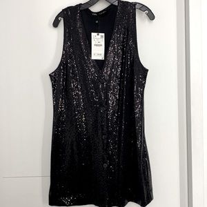 NWT Zara sequin vest dress large